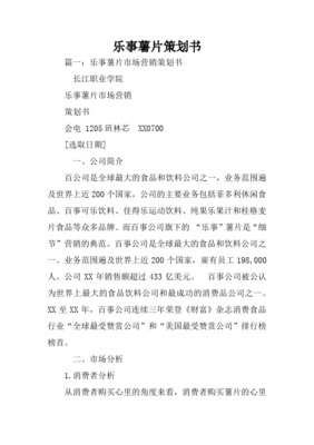 乐事产品策划书